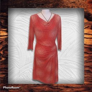 Coral & Cream Career Dress with Ruching